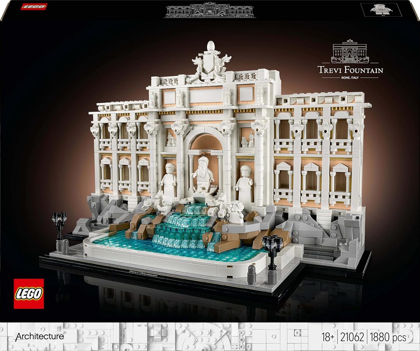 LEGO Architecture Fontanna di Trevi — model zabytku Rzymu z rzeźbami minifigurek — element kolekcji do biura i salonu — prezent dla dorosłych i miłośników architektury 21062 Zestawy do budowania Besuche den LEGO-Store