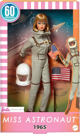 Kolekcjonerska lalka Mattel Barbie Miss Astronaut ze srebrnym garniturem, butami kosmicznymi i akcesoriami do hełmu, reprodukcja oryginału z 1965 r., domyślny tytuł lalek JBJ48 Naty Shop
