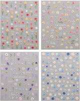 JMEOWIO 3D Nagelsticker Blumen Nail Art Naklejka Selbstklebend Nagelaufkleber 5D Stereoskopisch Frühling Sommer Blumen Dekoration Nageldesign Zubehör 4 Blatt