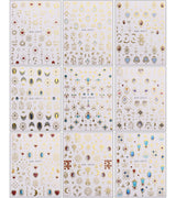 JMEOWIO Nagelsticker Herz Mond Stern 9 Blatt Nail Art Naklejka Selbstklebend Nagelaufkleber Bunt Dekoration Nageldesign Zubehör