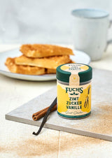 Fuchs Gewürze - Zimt Zucker Vanille - Gewürz zum Versüßen von Wafeln, Milchgetränken oder Joghurt - aus natürliche Składnik - 100 g w wiederverwendbarer, recyclebarer Dawka