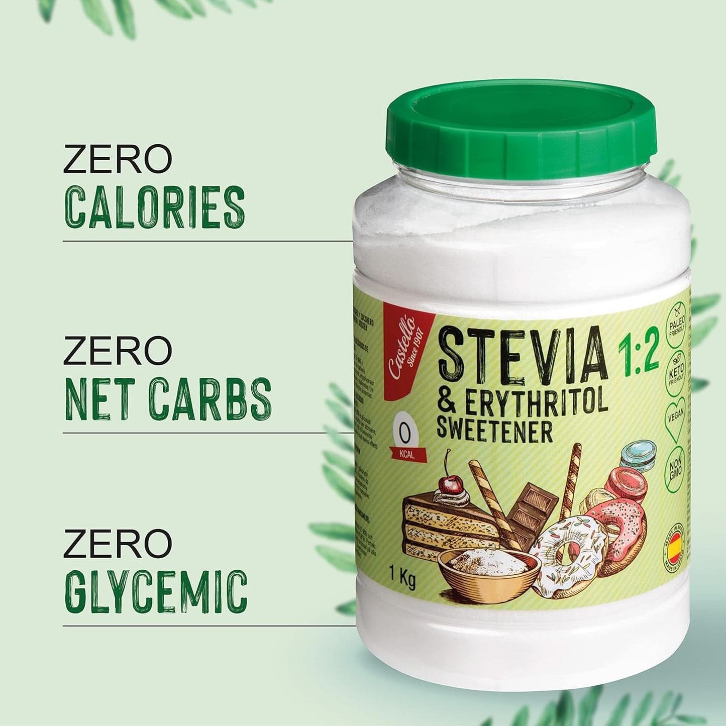 Stewia + Erytrytol 1:2 Słodzik, 1G = 2G Cukier, 1 Kg Słodzika Naty Shop