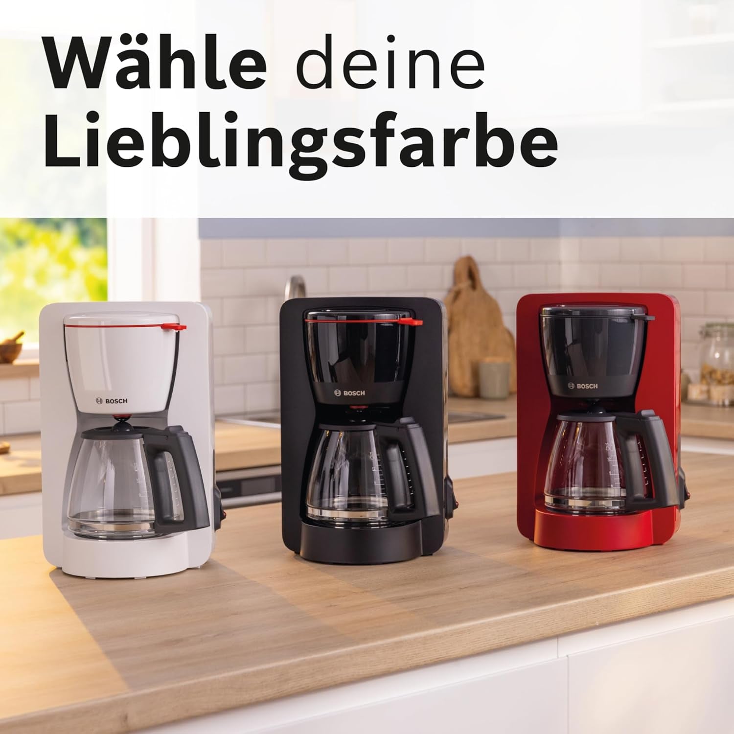 Bosch MyMoment TKA2M113 Ekspres do espresso z filtrem, szklana karafka 1,25 l, 10–15 filiżanek, funkcja utrzymywania ciepła przez 40 minut, system zapobiegający kapaniu, obrotowy uchwyt filtra, odłączany zbiornik na wodę, 1200 W, czarny matowy
