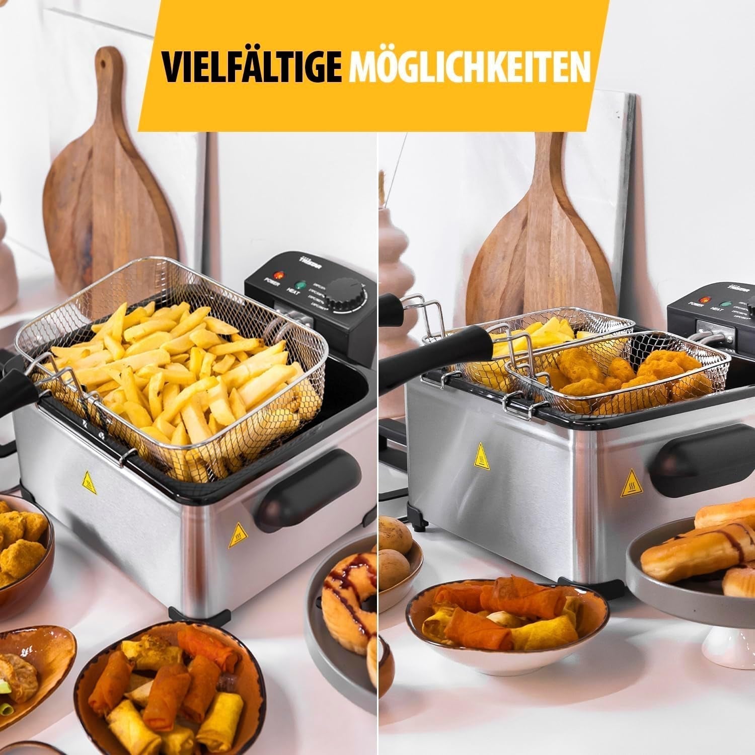 Frytkownica Tristar, 1 duży kosz i 2 małe kosze, regulowany termostat, strefa chłodzenia, 5 litrów, 2000 W, FR-6949 AGD Naty Shop