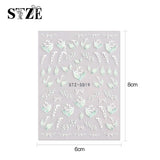 JMEOWIO 3D Nagelsticker Frühling Blume Nail Art Naklejka Selbstklebend Nagelaufkleber 5D Stereoskopisch Buntes Sommer Blumen Dekoration Nageldesign Zubehör 4 Blatt