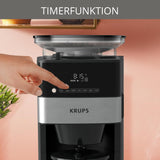 Ekspres do kawy Krups KM8328 Mielić za pomocą młynka | Timer 24-godzinny | Pojemnik na ziarno 180 g | Pojemność 1,25 l na aż 15 filiżanek kawy | Funkcja automatycznego wyłączania | 3 ustawienia mielenia | Czarny
