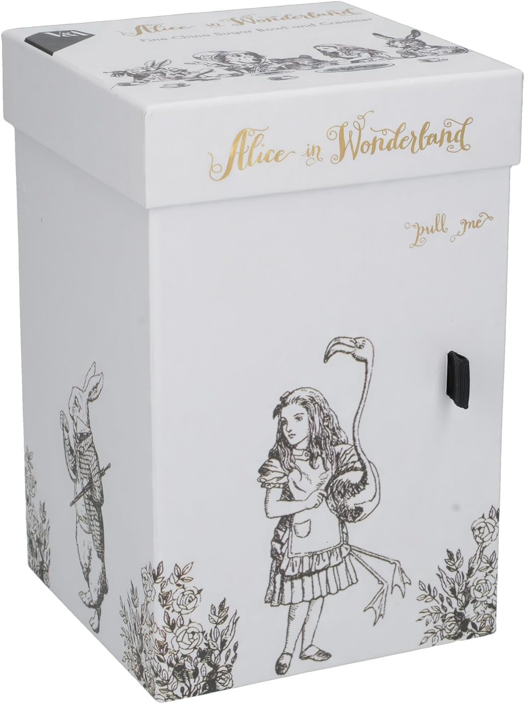 Alicja w Krainie Czarów Porcelanowy czajniczek i dzbanek na mleko, porcelanowa miska i dzbanek na mleko w luksusowym pudełku upominkowym