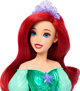 Lalka Mattel Disney Princess Ariel, długie włosy do stylizacji, możliwość pozycjonowania, odpinane buty i opaska na głowę, prezenty Disneya, zabawka dla dzieci w wieku od 3 lat, HLW10