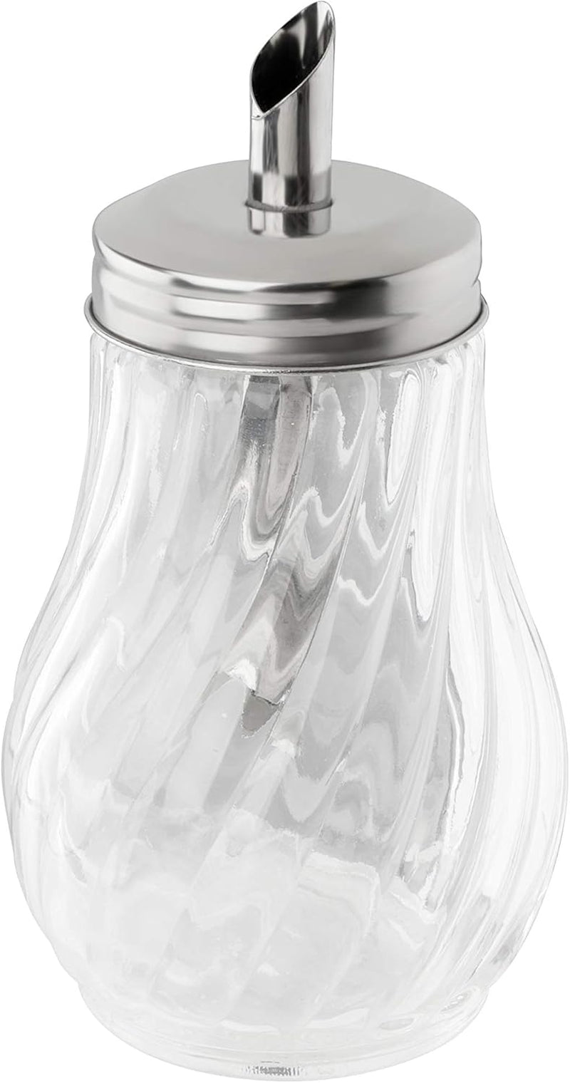 FMprofessional Dozownik cukru FLEURETTE 280ml, pojemnik szklany, pojemnik ułatwiający dozowanie, pojemnik na różne okazje, wysokiej jakości pojemnik (kolor: srebrny), ilość: 1 szt.