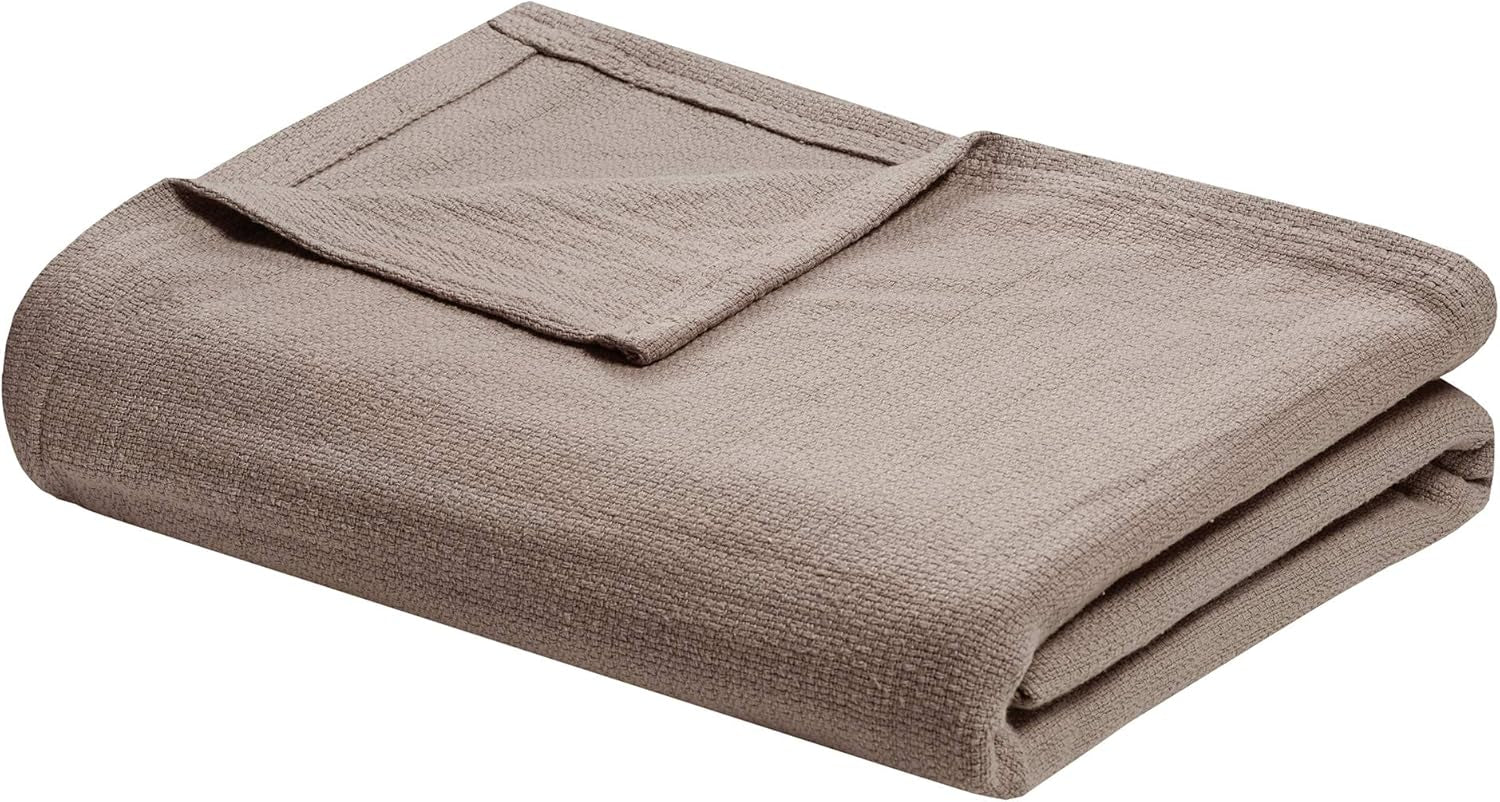 Madison Park Freshspun Wicker Twin Szary bawełniany koc i kołdry Madison Park Khaki Twin