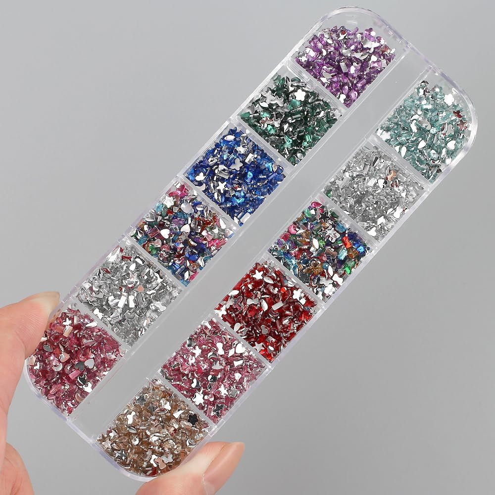 2000 sztuk Bunte Strasssteine ​​Nägel Glitzersteine ​​Nail Charms Nailart Edelsteine ​​Nagel Steine ​​Glitzer Steine ​​Nagel Charms Nägel Zubehör Kristalle Diamant Nageldesign Strass Nail Art Cyrkonie Klejnoty do paznokci