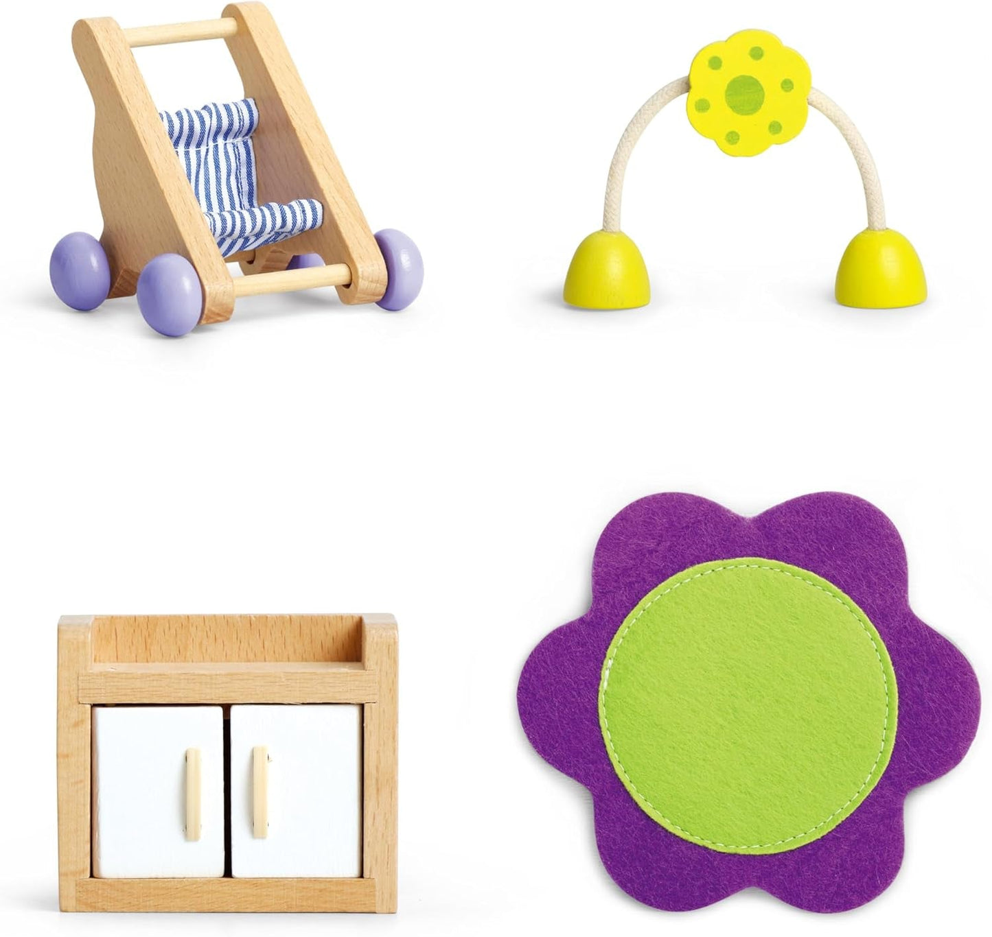 Hape Baby Room - drewniany zestaw do pokoju lalek, mebelki dla lalek, akcesoria do domku dla lalek dla maluchów, miniaturowy pokój dziecięcy z huśtawką i akcesoriami, 3-letnie odgrywanie ról