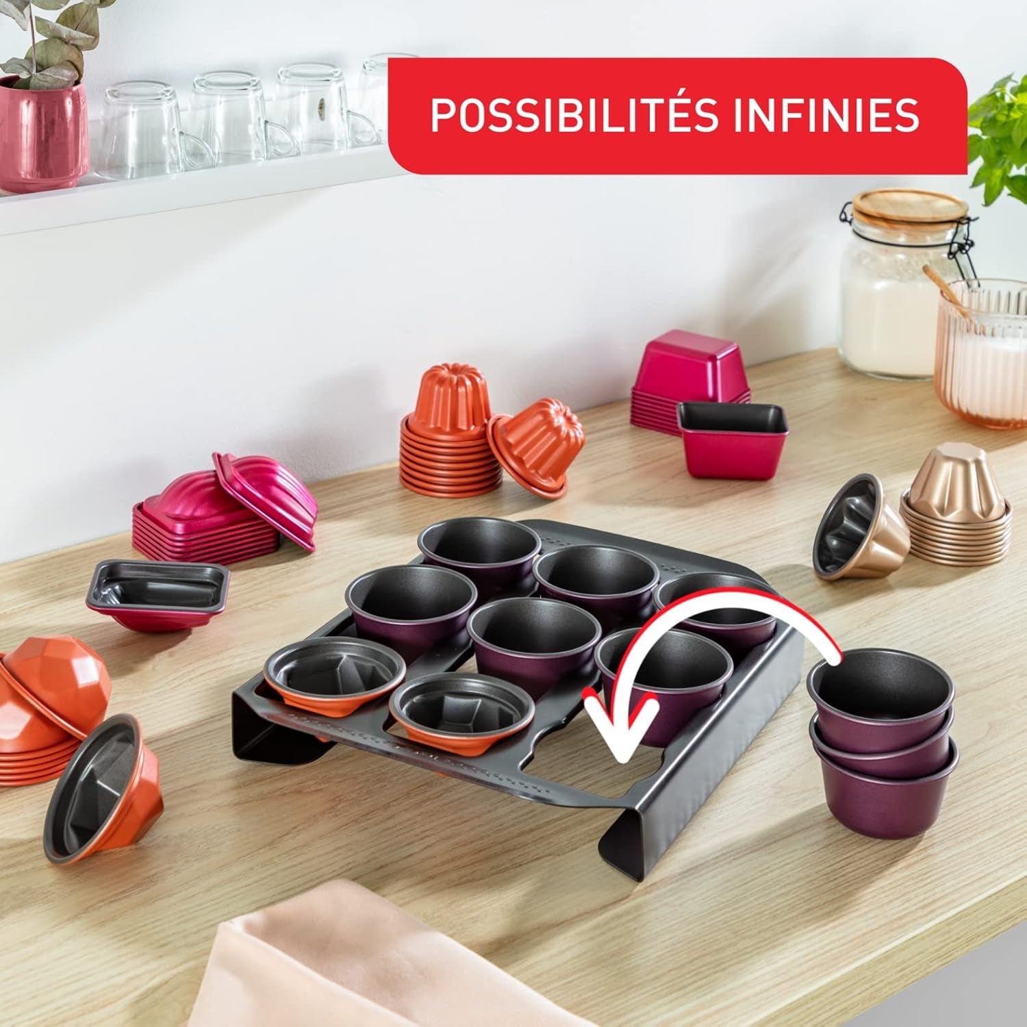 Tefal Creabake J3089304 3 Stück Brioche-Backform Antihaft-Beschichtung, Leicht Entnehmbar, Stapelbar, Einfache Austellung, Backform Formy i blachy do pieczenia Naty Shop