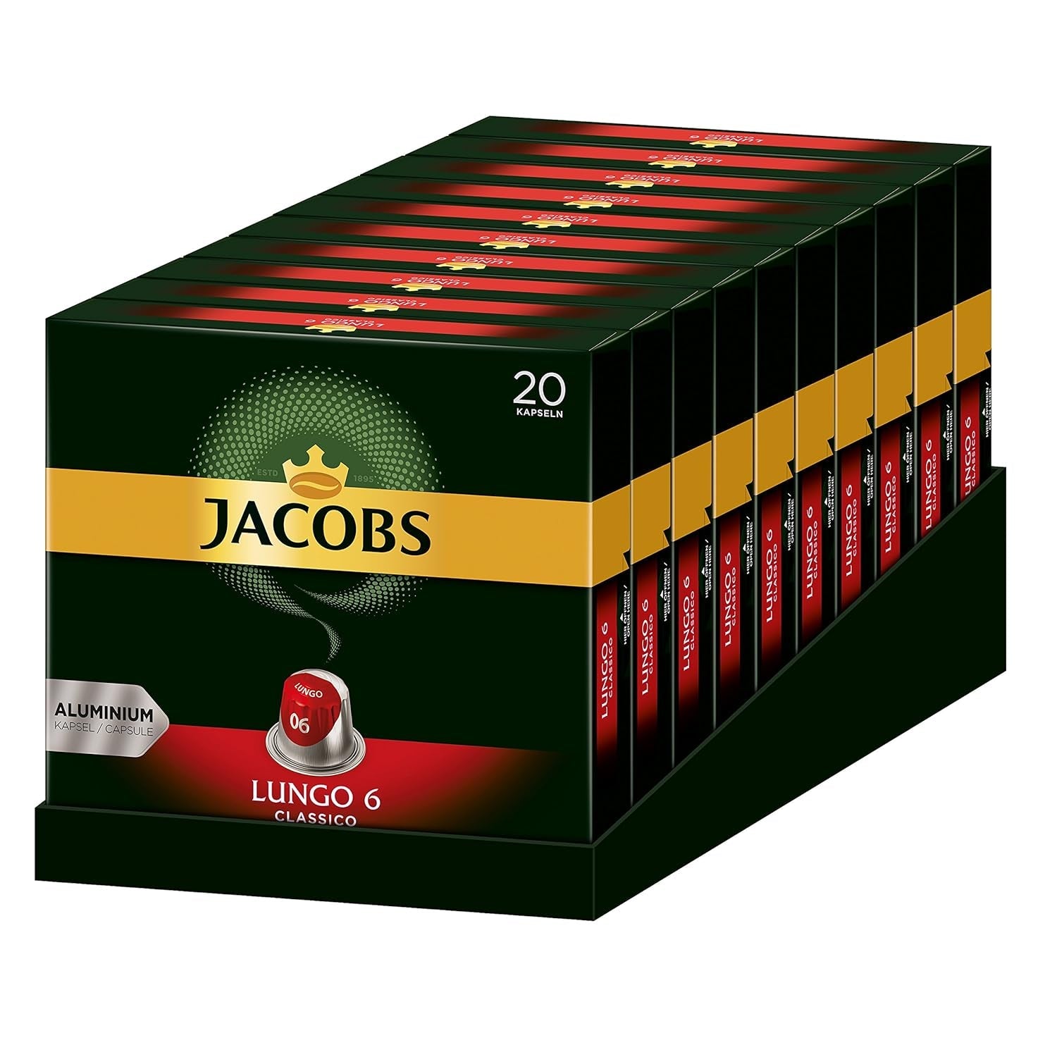 Kaffeekapseln Lungo Intenso, Intensität 8 z 12, 10 x 20 Getränke & Kaffeekapseln Lungo Classico, Intensität 6 z 12, 20 Kapseln kompatybilny z Nespresso®*, 10 x 20 Getränke