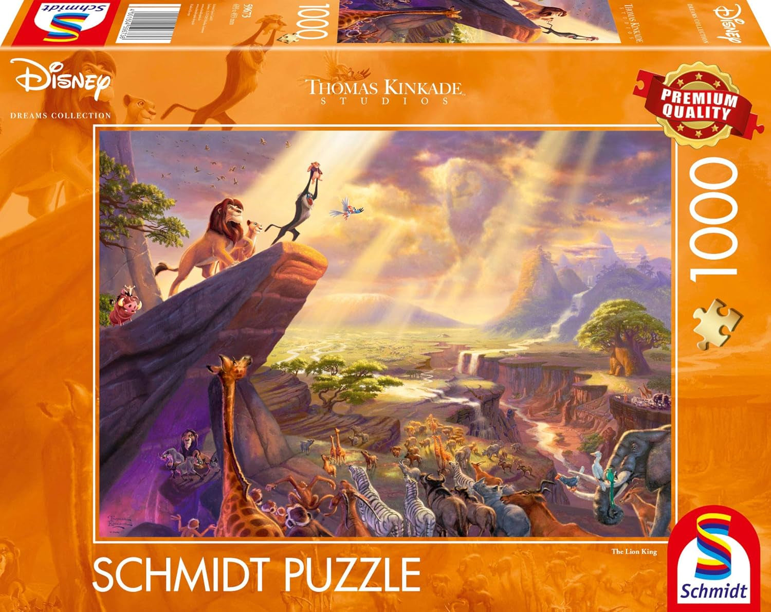 Schmidt Spiele 59673 Thomas Kinkade, Disney, Król Lew, układanka 1000 elementów Puzzle Naty Shop Single