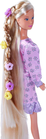 Simba 105733640 - Steffi Love Flower Hair, lalka z bardzo długimi włosami, zawiera 6 spinek, warkocz i grzebień, 29 cm, wiek 3+