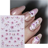 JMEOWIO 3D Nagelsticker Blumen Nail Art Naklejka Selbstklebend Nagelaufkleber 5D Stereoskopisch Frühling Sommer Dekoration Nageldesign Zubehör 4 Blatt