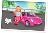 Simba 105731539 - Evi Love Beetle Evi's, Evi z samochodem, samochód: 22 cm, z psem, modną lalką, 12 cm, dla dzieci od 3 lat