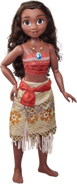 Disney Princess Vaiana, 80 cm duża Spielpuppe von Jakks Pacific, bewegliche Puppe, mit Bürste zum Kämmen ihrer welligen Locken, vom Film inspirowany Kleid, abnehmbare Halskette mit Anhänger