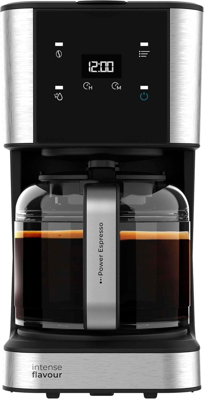 Espresso z filtrem Cecotec Coffee 66 Drop and Touch, moc 950 W, 1,5 L, 12 filiżanek, ekran dotykowy, szklana karafka, timer 24-godzinny, 6 przełączników, filtr siatkowy wielokrotnego użytku