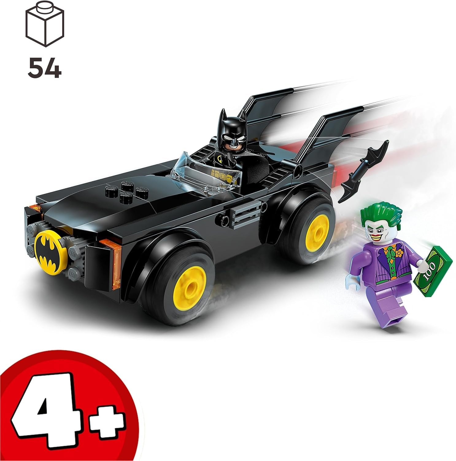 LEGO 76264 Pościg DC w Batmobilu: Batman kontra Batman Zestaw samochodzików Jokera, Zestaw startowy superbohatera z 2 minifigurkami, Zabawka dla przedszkolaków, chłopców i dziewcząt od 4. roku życia, Zestawy do szybkiego montażu Besuche den LEGO-Store