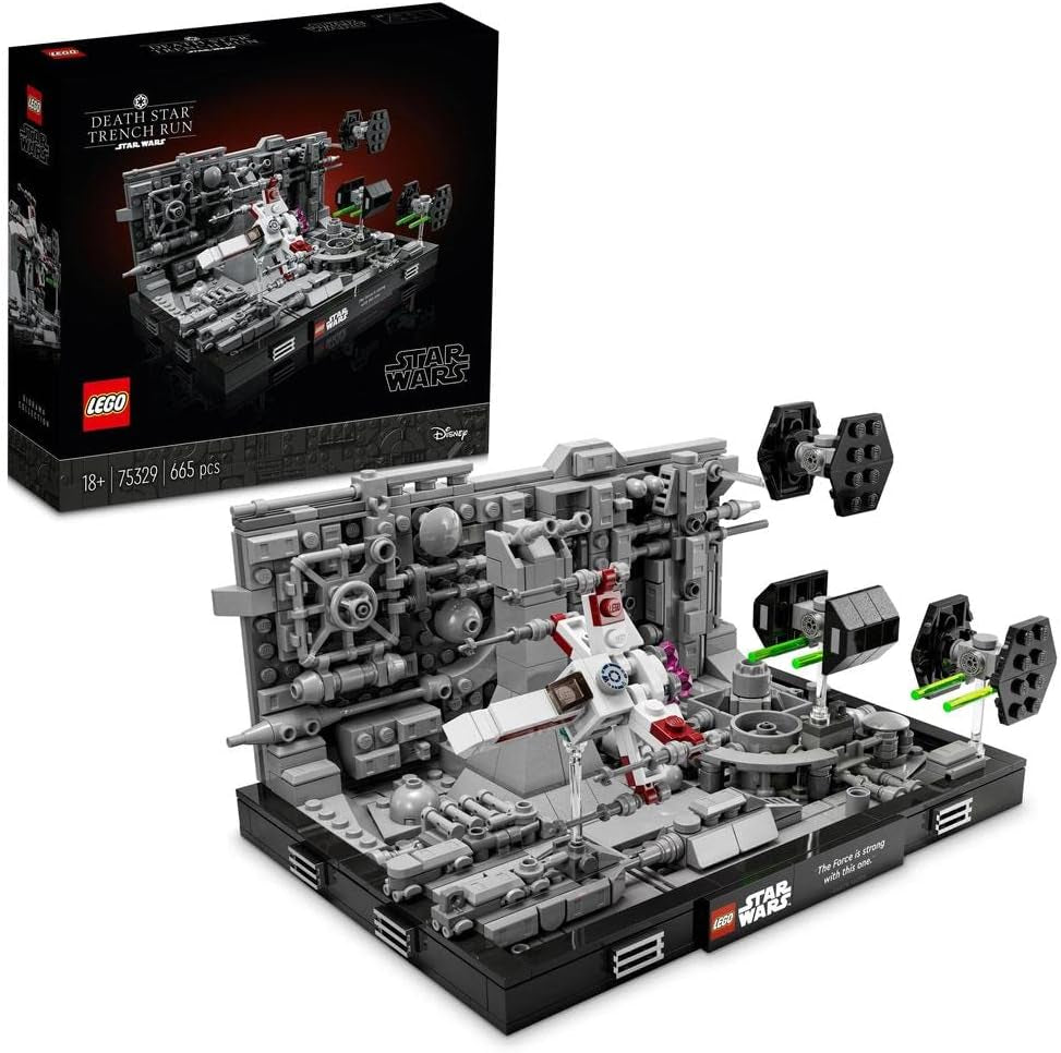 LEGO 75329 Star Wars Death Star Trench Run Diorama Zestaw dla dorosłych X-Wing Luke'a Skywalkera Artykuł dla fanów Nowa nadzieja Dekoracja pokoju Zestawy upominkowe do budowania Besuche den LEGO-Store Single
