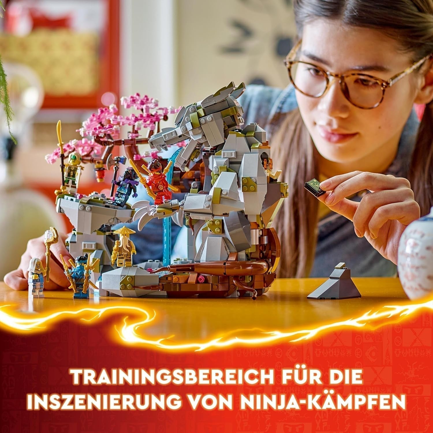 LEGO NINJAGO Smocza kamienna świątynia Smocza zabawka z 6 figurkami Ninja, duży zestaw do budowania, zabawy i wystawiania, prezent urodzinowy dla chłopców i dziewcząt w wieku 13+ 71819 Zestawy do budowania Besuche w sklepie LEGO