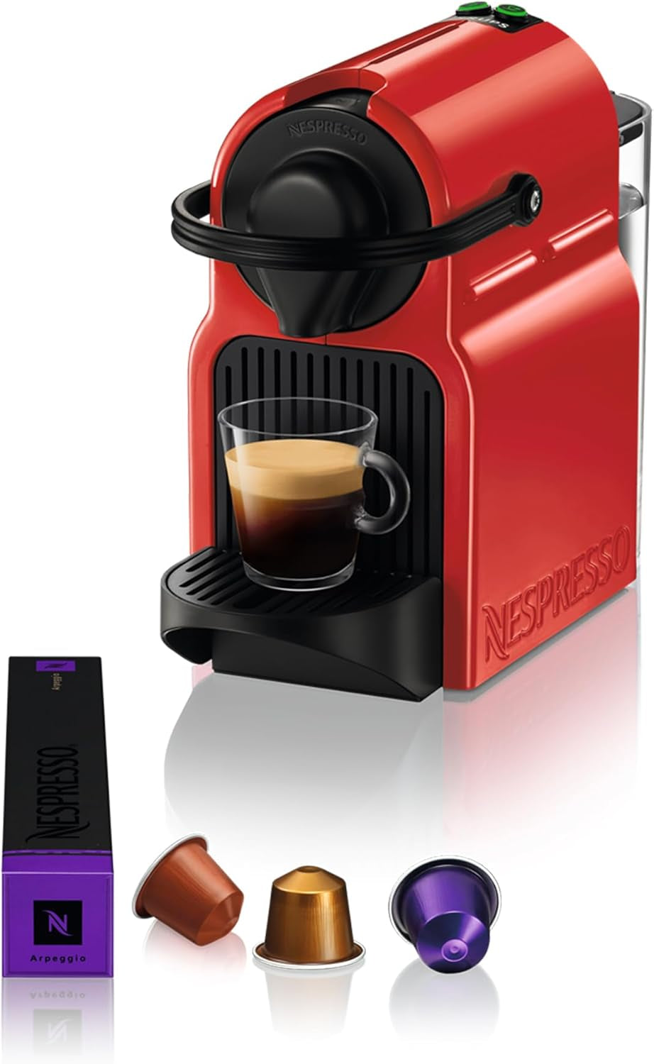 Ekspres do kawy Krups Nespresso Inissia - kompaktowy ekspres do kawy na kapsułki, ciśnienie 19 barów, szybkie nagrzewanie w 25 sekund, funkcja oszczędzania energii, zbiornik na wodę 0,7 l, czerwony, model YY5506FD