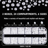 12 Größen Nail Art Perlen, Flache Perlen, Nail Art Accessoires, Halbkreis Nagelperlen, Weiße Nail Charms Und Glitzersteine ​​​​Nägel Für Nail Art Design, DIY Basteln, Alltag, Hochzeit (2 pudełka)