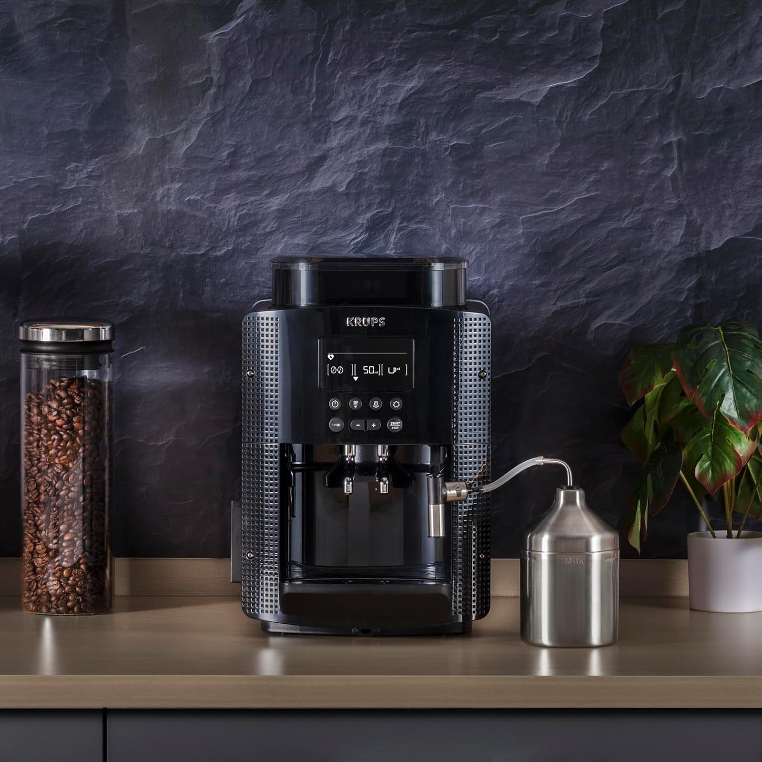 Ekspres do espresso Krups Roma EA81M8 1,7 l, 3 ustawienia temperatury, 3 tekstury kawy mielonej, czarny