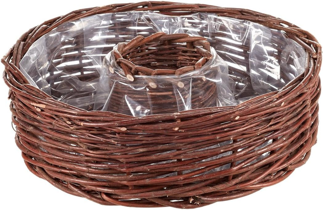 Pierścień kosza wierzbowego Dehner z folią do sadzenia, wys. 12 cm, Ø 40 cm, tkanina wierzbowa, brązowa