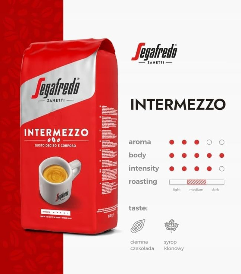 SEGAFREDO Intermezzo ESPRESSO ganze Bohne 4x1000g (4000g) - włoska kawa