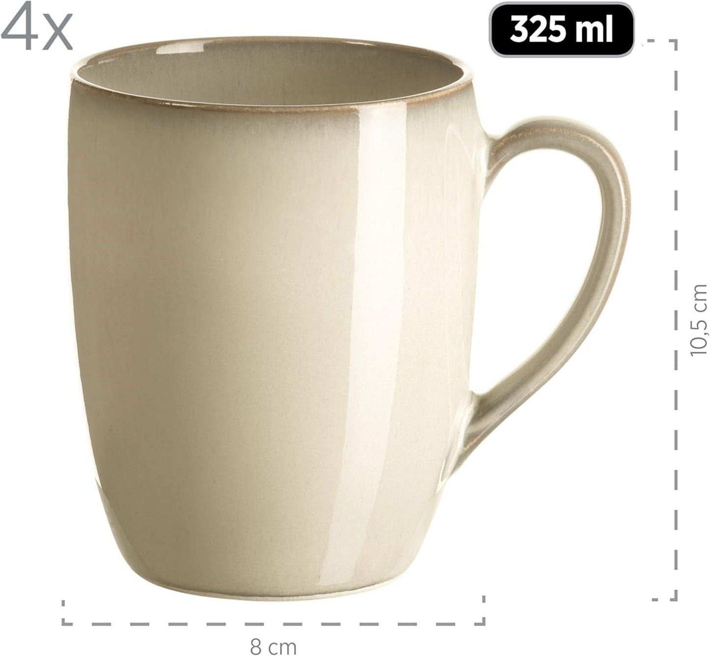 MĘSER 931736 Zestaw obiadowy dla 4 osób w śródziemnomorskim stylu vintage, łączony serwis z 16 elementami w kolorze piaskowoszarym, ceramicznym i piaskowoszarym