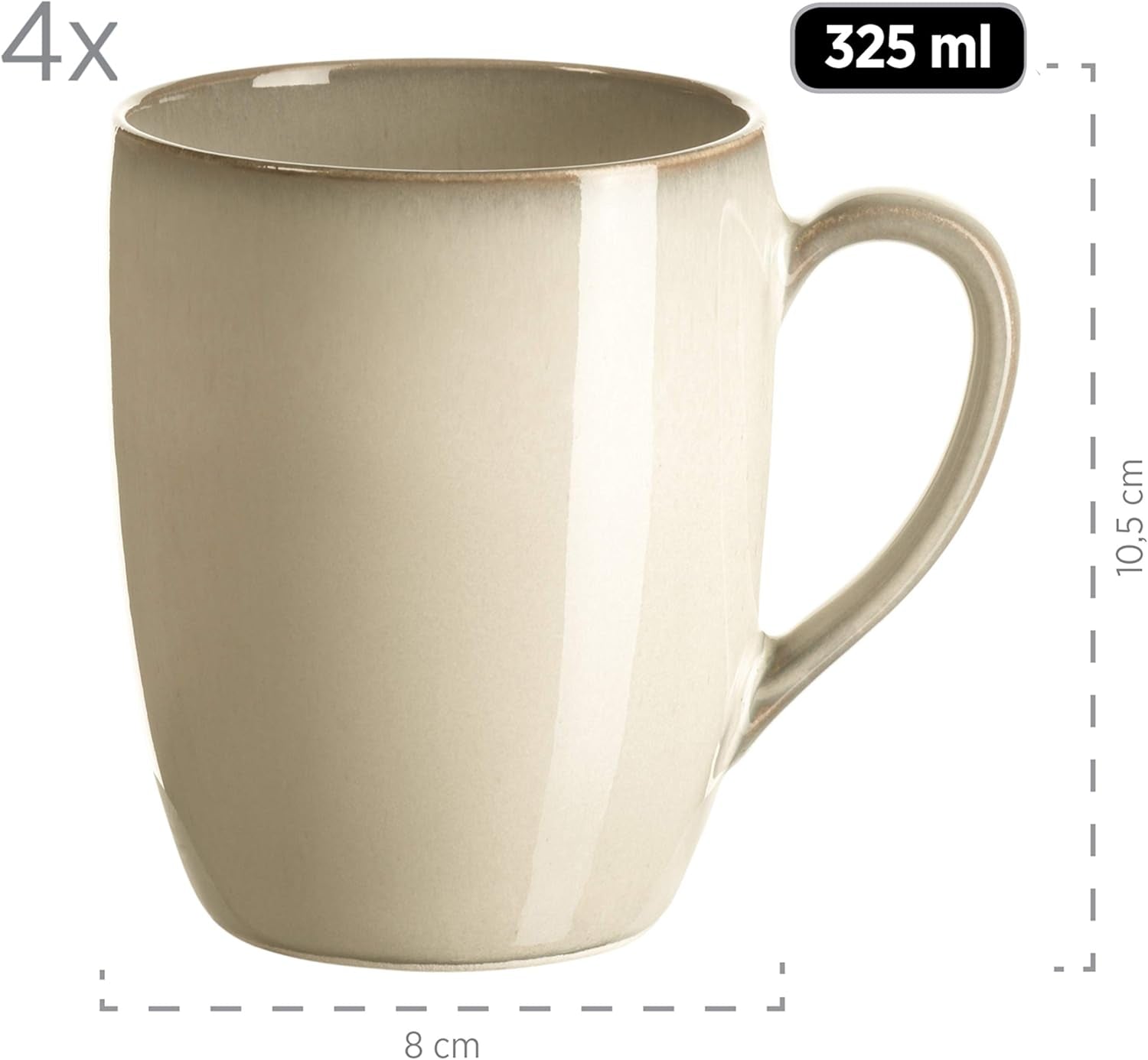 MĘSER 931736 Zestaw obiadowy dla 4 osób w śródziemnomorskim stylu vintage, łączony serwis z 16 elementami w kolorze piaskowoszarym, ceramicznym i piaskowoszarym