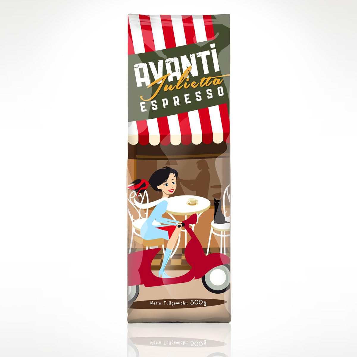 Kawa ziarnista AVANTI Julietta Espresso, 500g, 70% Arabica 30% Robusta, palenie tradycyjne w bębnie