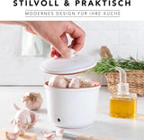 Römertopf Fresh Pot MINI 0,6 litra - Ceramiczny pojemnik na czosnek - Oddychająca glinka utrzymuje warzywa na dłużej świeże - Idealna cyrkulacja powietrza - Biały Pudełka do przechowywania żywności Naty Shop