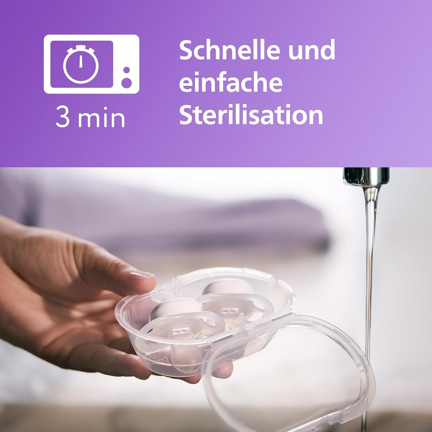 Philips AVENT Ultra Start smoczek na noc, smoczek ortodontyczny dla noworodków, świecący w ciemności, bez BPA, z pojemnikiem do sterylizacji, podwójne opakowanie, księżyc, gwiazda, SCF075/07
