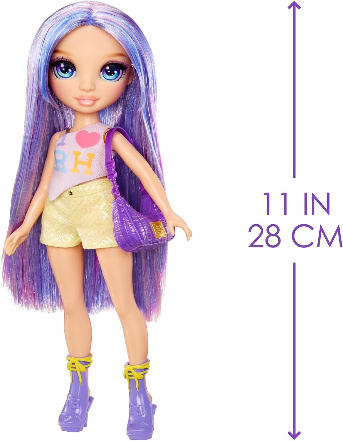 Rainbow High Lalka My Fashion Style - Fioletowa - 28 cm Fioletowa lalka modowa z atrakcyjnym strojem i stylową torbą, do zabawy, pozowania i kolekcjonowania, dla dzieci w wieku 4-12 lat