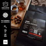 KING'S COFFEE - BLACK EDITION - 1 kg Intensywnie kremowa kawa ziarnista - Kawa o niskiej kwasowości - Kawa palona w małych partiach z Włoch - Mocna arabika w ziarnach espresso (mieszanka) do ekspresów w pełni automatycznych i z kolbą