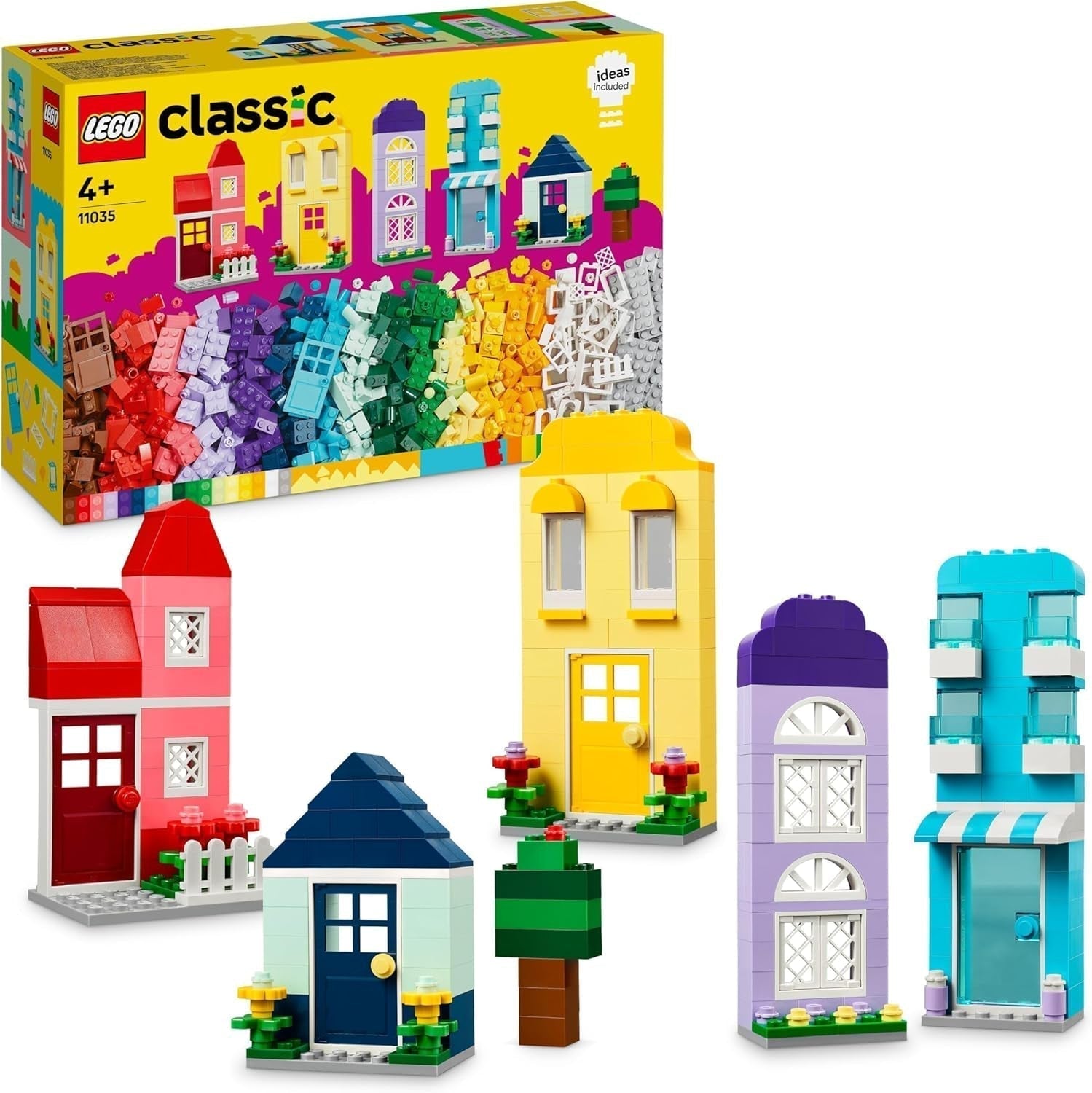 LEGO Classic Zestaw klocków do budowania kreatywnych domów dla dzieci 850 klocków Zabawka do budowania Zabawka do budowania domów z akcesoriami Prezent dla chłopców i dziewcząt w wieku 4 lat 11035 Zestawy do budowania Besuche den LEGO-Store Single