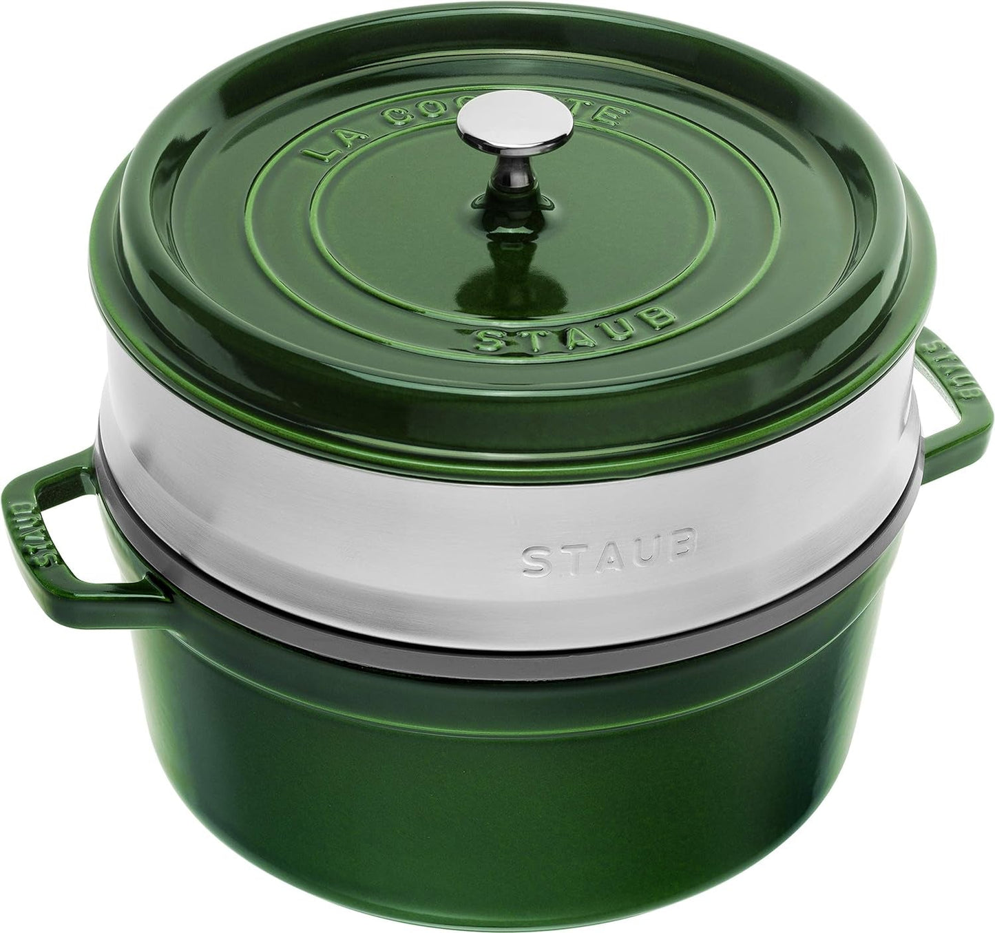 STAUB Gusseisen Bräter/Cocotte, Mit Dämpfeinsatz Aus Edelstahl, Rund 26 Cm, 5,2 L, Aromaregen Funktion Für Optimale Befeuchtung, Für Alle Herdarten Inkl. Induktion & Backofen, Kirschrot, Rot Formy i blachy do pieczenia Naty Shop Grün