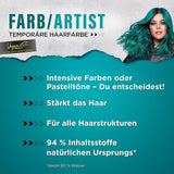 got2b Colour/Artist 097 Mermaid Green Level 2 (3x 80 ml), tymczasowa farba do włosów nadaje włosom połysk w intensywnych kolorach lub pastelowych odcieniach, farba utrzymuje się 12-15 myć, formuła wegańska Farba do włosów Naty Shop