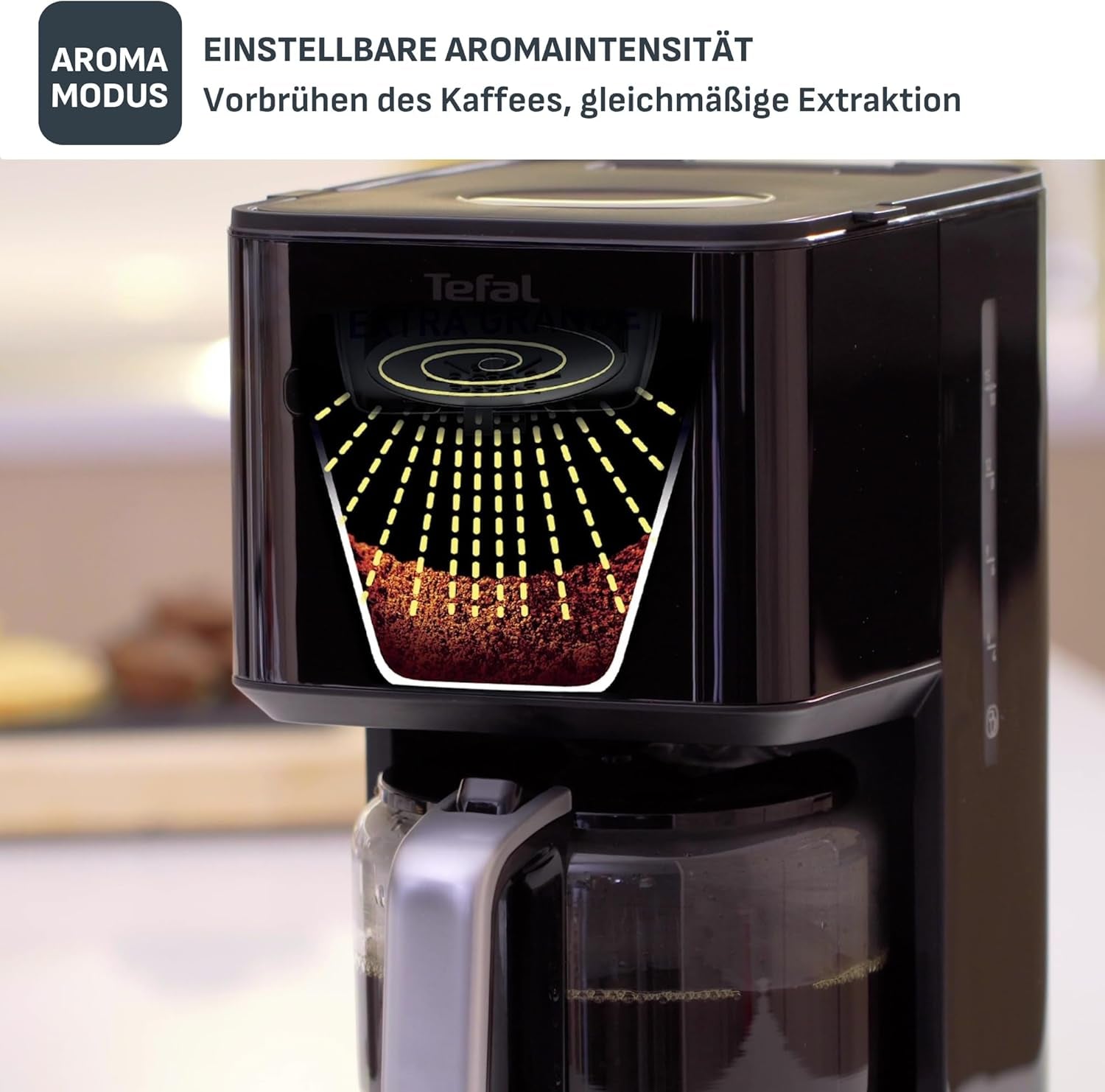 Ekspres do kawy Tefal Smart'n Light z timerem, ekspres do kawy z programowalnym filtrem 1,25 l, funkcja aromatu zapewniająca intensywny aromat, funkcja utrzymywania ciepła, zabezpieczenie przed kapaniem i łatwe czyszczenie, czarny
