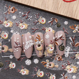 JMEOWIO 3D Nagelsticker Weihnachten Nail Art Naklejka Selbstklebend Nagelaufkleber 5D Stereoskopisch Schneeflocke Xmas Winterurlaub Niedlich Dekoration Nageldesign Zubehör 4 Blatt