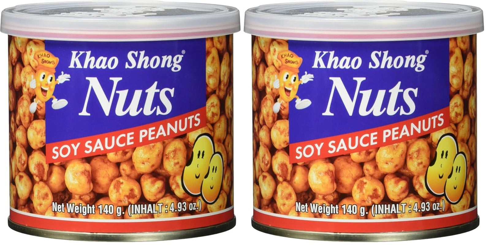 Khao Shong Smażony zielony groszek z wasabi, chrupiący groszek w pikantnej panierce, niskotłuszczowa alternatywa dla orzechów, średnio ostry, puszka 1 140 g | 140 g (1 opakowanie)