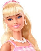 Lalka Barbie Lalka filmowa w różowo-białej sukience i naszyjniku w kształcie stokrotki Margot Robbie Kolekcjonerska zabawka dla 3 lat HPJ96