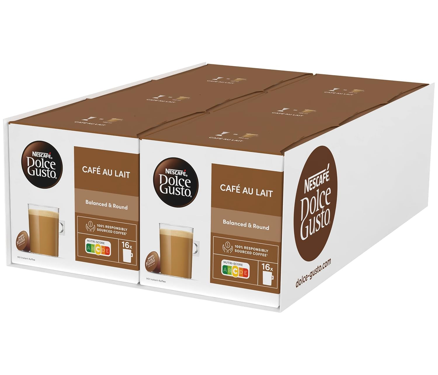 NESCAFÉ DOLCE GUSTO Café au Lait Kaffeekapseln Pakiet 6 sztuk (6 x 16 Kapseln)