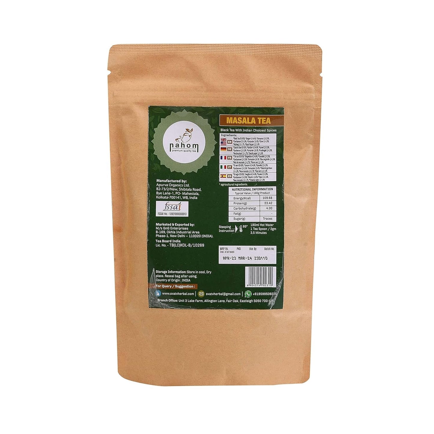 Indyjska herbata liściasta Masala Chai | 50 filiżanek, mieszanka czarnej herbaty, cynamonu, kardamonu, czarnego pieprzu | Przyprawiona herbata Masala | Chai Latte Suited 3,53 uncji/100 g torebka