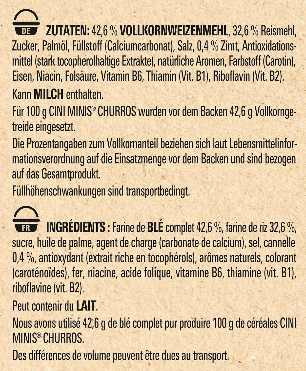 Płatki śniadaniowe Nestlé CINI MINIS Churros o zawartości pełnego ziarna 42%, opakowanie 6 szt. (6 x 900g)