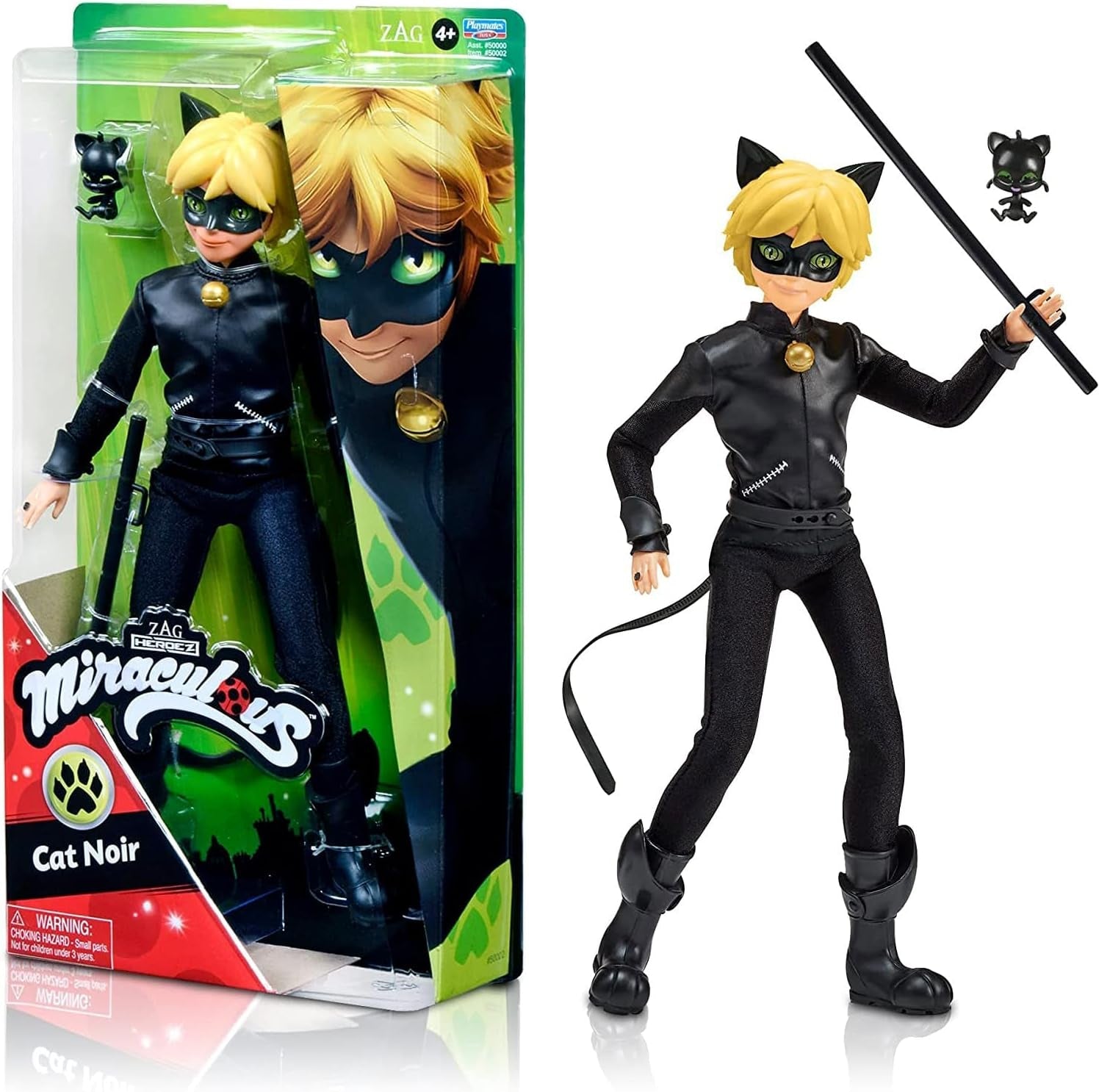 BANDAI - Cudowna Biedronka - Lalka Manekin 26 cm - Motan Noir - Oficjalnie licencjonowany Miraculous - Przegubowa lalka Motan Noir - Zabawka dla dzieci w wieku od 4 lat - P50002